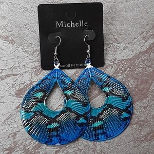 Michelle Snake Print Earrings Blue